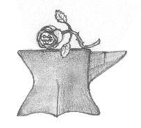 Colonial anvil with iron rose (c) 2001 Jock Dempsey
