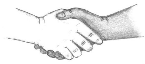 The Handshake, black and white