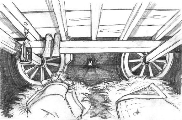 Sleeping Under the Wagon, (c) 2001 Jock Dempsey