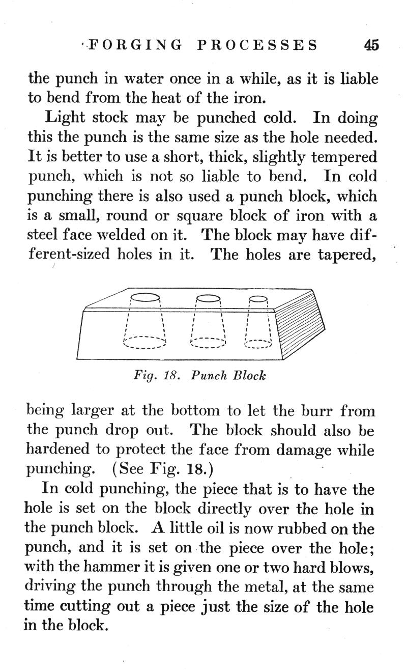 FORGING, PROCESSES, punch, iron, Light stock, punched cold, hole, tapered, punch, block, iron, welded, metal