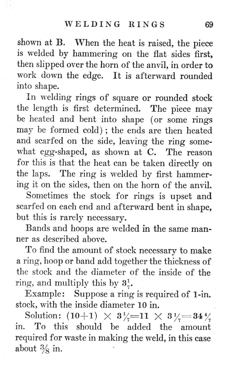 WELDING RINGS, heat, raised, hammering, flat sides, horn of the anvil, scarfed, egg-shaped, upset, Bands, hoop, 3-1/7, PI, 3.141593
