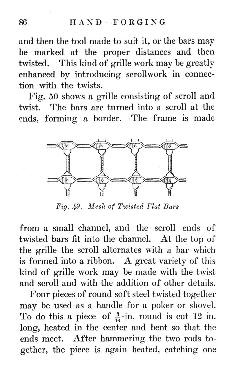 HAND FORGING, tool, bars, marked, proper, distances, twisted, grille, work, enhanced, scrollwork, twists, grille, scroll, twist, border, frame, channel, ribbon, formed, round, soft, steel, poker, shovel, bent, hammering