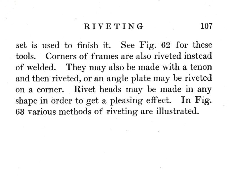 RIVETING, finish, tools, welded, tenon, riveted, angle plate, corner